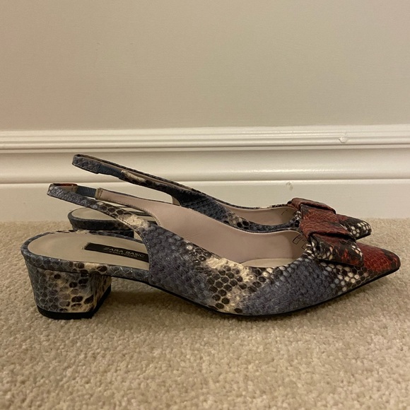 Zara Snakeskin Slingback Pumps - Picture 3 of 6